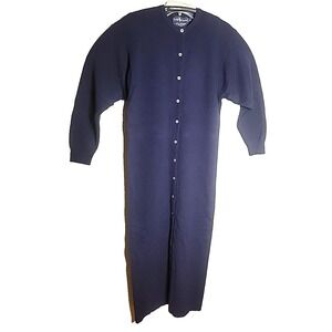 Ralph Lauren 100% Lambs wool navy blue Duster Dress Medium